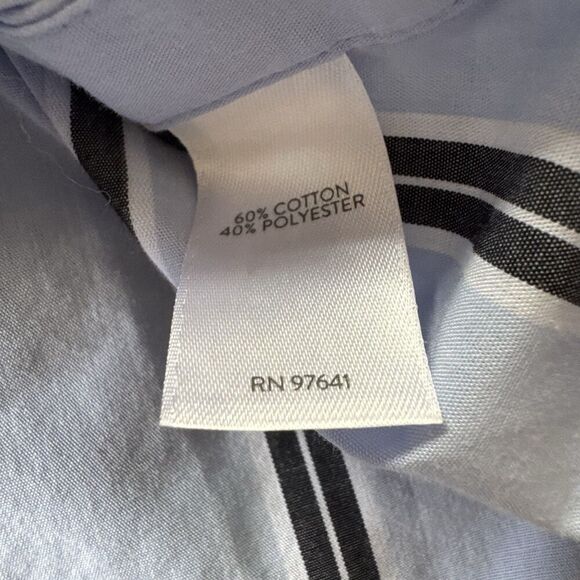 J. Jill Side-button Stepped-hem Tunic Shirt Top Blue Striped Women’s S Boyfriend - Picture 4 of 9